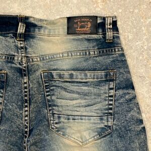 Dash Denim Jeans Mens 32x30 Blue Distressed Biker Moto Acid Wash Slim Stretch